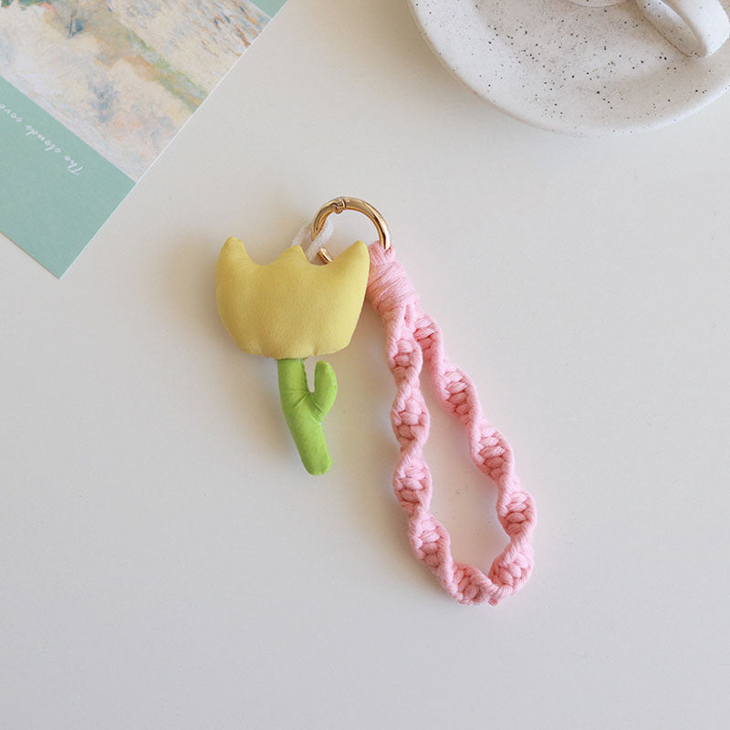 Wholesale Cotton Rope Tulip Handwoven Wrist Strap Keychain